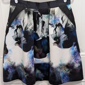 Coast Floral A-Line Skirt - Black and Blue